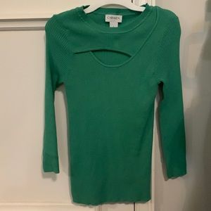 Kelly green sweater with keyhole front. Worn once. Excellent condition